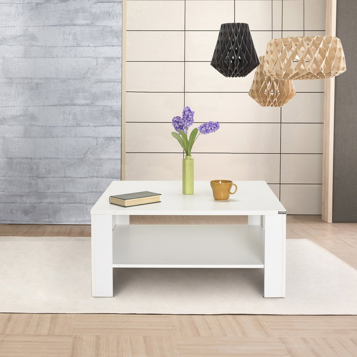 Hanah Home Mesa de Centro Blanca con Almacenamiento Hanah Home Mesa de Centro Blanca con Almacenamiento
